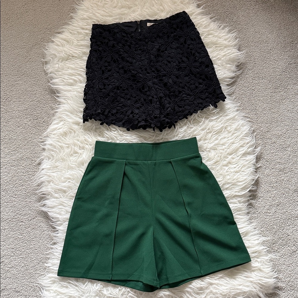 Lot of 2 Shorts - NWT H&M High-Waisted Shorts & Hollister Floral Crochet Shorts